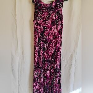 Roaman's Vibrant Pink Purple and Black Long Dress Size 18/20 Large.